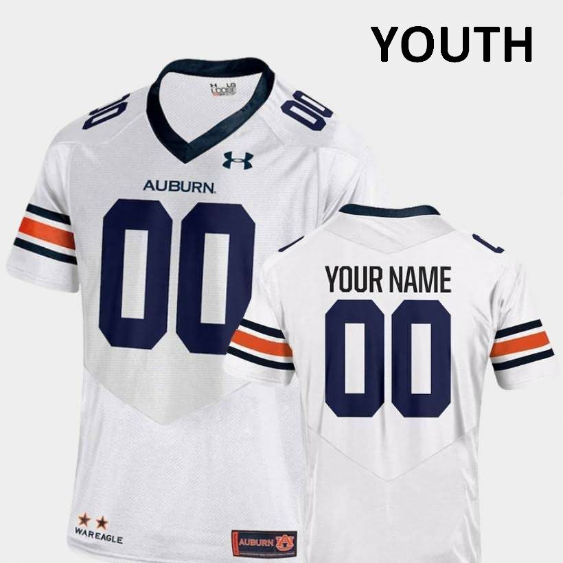 Auburn Tigers Youth Custom #00 White Under Armour Stitched College 2018 NCAA Authentic Football Jersey KGW5274OX